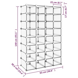 vidaXL Scarpiera Trasparente 93x36,5x140 cm in PP