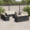 vidaXL Set Divani da Giardino 13pz con Cuscini Nero in Polyrattan