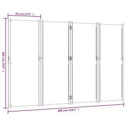 vidaXL Divisorio a 4 Pannelli Tortora 280x180 cm