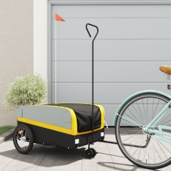 vidaXL Rimorchio da Bici Nero e Giallo 45 kg in Ferro