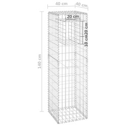 vidaXL Cesto a Gabbione a Torre 40x40x140 cm in Ferro