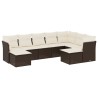 vidaXL Set Divani da Giardino 9pz con Cuscini Marrone in Polyrattan