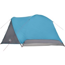 vidaXL Tenda da Campeggio 6 Persone Blu 412x370x190 cm Taffetà 190T