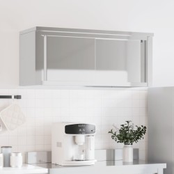 vidaXL Mobile Cucina da Parete con Ante Scorrevoli in Acciaio Inox