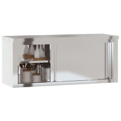 vidaXL Mobile Cucina da Parete con Ante Scorrevoli in Acciaio Inox