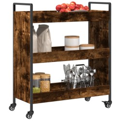 vidaXL Carrello da Cucina Rovere Fumo 70x30x82 cm in Legno Multistrato