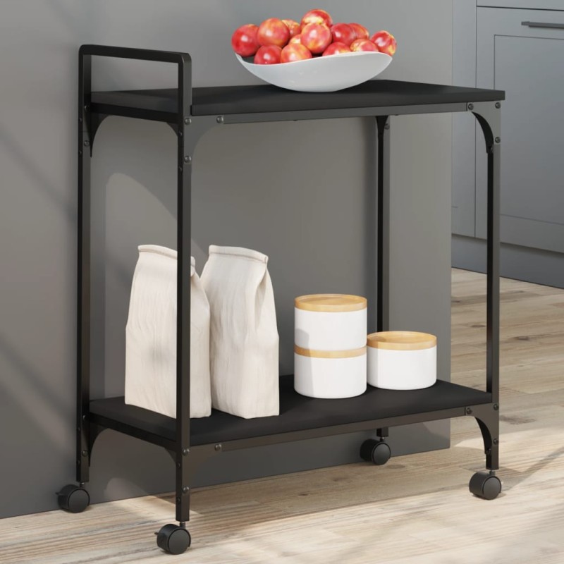 vidaXL Carrello da Cucina Nero 60,5x31x72,5 cm in Legno Multistrato