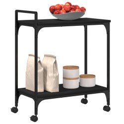 vidaXL Carrello da Cucina Nero 60,5x31x72,5 cm in Legno Multistrato