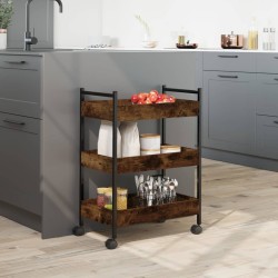 vidaXL Carrello da Cucina Rovere Fumo 50x30x70 cm in Legno Multistrato