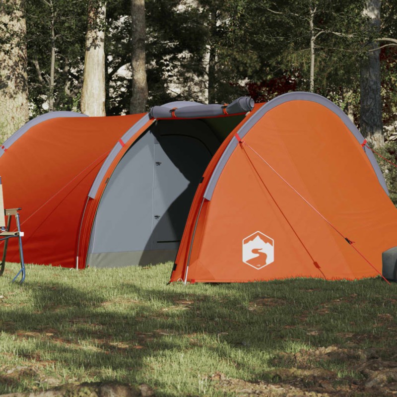 vidaXL Tenda Campeggio 4Persone Grigia e Arancione 405x170x106 Taffetà