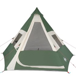 vidaXL Tenda da Campeggio 7 Persone Verde 350x350x280 cm Taffetà 185T