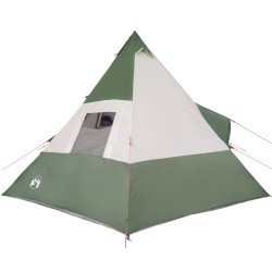 vidaXL Tenda da Campeggio 7 Persone Verde 350x350x280 cm Taffetà 185T