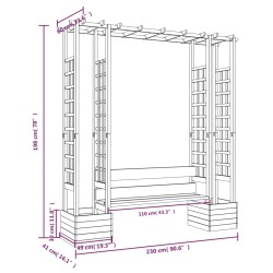 Pergola da Giardino Panca e Vasi Legno Massello Pino Impregnato