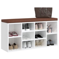 vidaXL Panca Porta Scarpe Bianco Lucido 103x30x48 cm Legno ingegnerizzato