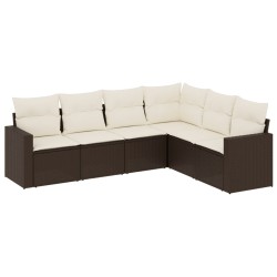 vidaXL Set Divano da Giardino 6 pz con Cuscini Marrone in Polyrattan