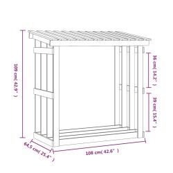 Portalegna Grigia 108x64,5x109 cm in Legno Massello di Pino