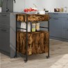 vidaXL Carrello da Cucina Rovere Fumo 56x43x89,5 cm Legno Multistrato