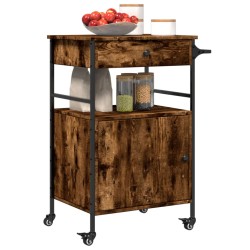 vidaXL Carrello da Cucina Rovere Fumo 56x43x89,5 cm Legno Multistrato