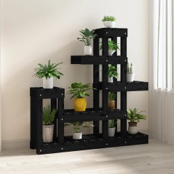 vidaXL Supporto per Piante Nero 92x25x97 cm Legno Massello di Pino