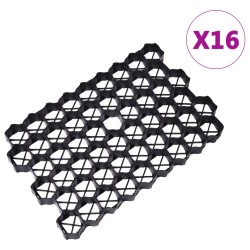 vidaXL Griglie per l'Erba 16 pz Nere 60x40x3 cm in Plastica