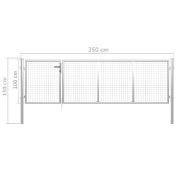    Cancello di Recinzione in Acciaio 350x100 cm Argento