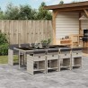 vidaXL Set Pranzo da Giardino 9pz con Cuscini Grigio Chiaro Polyrattan