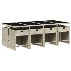 vidaXL Set Pranzo da Giardino 9pz con Cuscini Grigio Chiaro Polyrattan