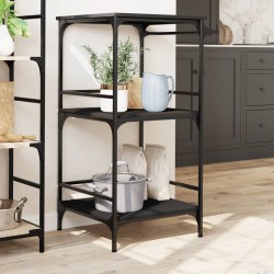 vidaXL Carrello da Cucina Nero 60,5x50x105 cm in Legno Multistrato