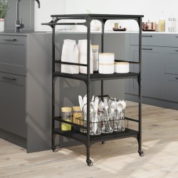 vidaXL Carrello da Cucina Nero 60,5x50x105 cm in Legno Multistrato