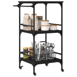 vidaXL Carrello da Cucina Nero 60,5x50x105 cm in Legno Multistrato