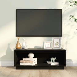 vidaXL Mobile Porta TV Nero 90x35x35 cm in Legno Massello di Pino