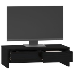 Supporto per Monitor Nero 50x27x15 cm in Legno Massello di Pino