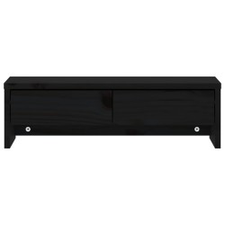 Supporto per Monitor Nero 50x27x15 cm in Legno Massello di Pino