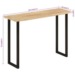 vidaXL Tavolo Consolle Bordi Vivi 105x33x76 cm Legno Massello di Mango