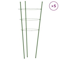 vidaXL Supporti Piante da Giardino con 3 Anelli 5pz Verde 45cm Acciaio