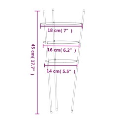 vidaXL Supporti Piante da Giardino con 3 Anelli 5pz Verde 45cm Acciaio