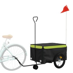 vidaXL Rimorchio da Bici Nero e Verde 45 kg in Ferro