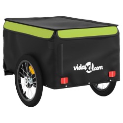 vidaXL Rimorchio da Bici Nero e Verde 45 kg in Ferro