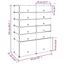 vidaXL Scarpiera Nera 94x37x125 cm in PP