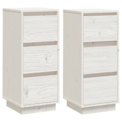 vidaXL Credenze Bianche 2 pz 32x34x75 cm in Legno Massello di Pino