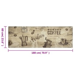 vidaXL Tappeto da Cucina Lavabile Marrone Caffè 60x180 cm in Velluto