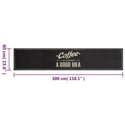 vidaXL Tappeto da Cucina Lavabile Testo Caffè 60x300 cm in Velluto