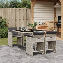 vidaXL Set Pranzo da Giardino 5pz con Cuscini Grigio Chiaro Polyrattan