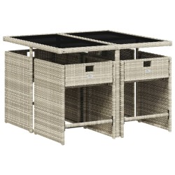 vidaXL Set Pranzo da Giardino 5pz con Cuscini Grigio Chiaro Polyrattan