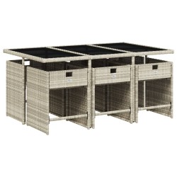 vidaXL Set da Pranzo da Giardino 7 pz Cuscini Polyrattan Grigio Chiaro