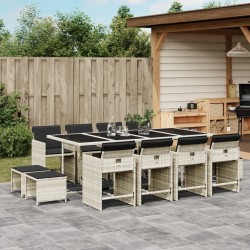 vidaXL Set da Pranzo da Giardino 13pz con Cuscini Grigio in Polyrattan