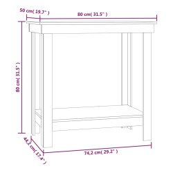 vidaXL Banco da Lavoro Nero 80x50x80 cm in Legno Massello di Pino