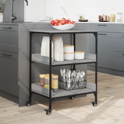 vidaXL Carrello da Cucina Grigio Sonoma 60x41x80,5cm Legno Multistrato