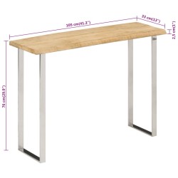 vidaXL Tavolo Consolle Bordi Vivi 105x33x76 cm Legno Massello di Mango