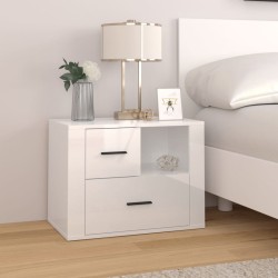 Comodino Bianco Lucido 60x36x45 cm in Legno ingegnerizzato